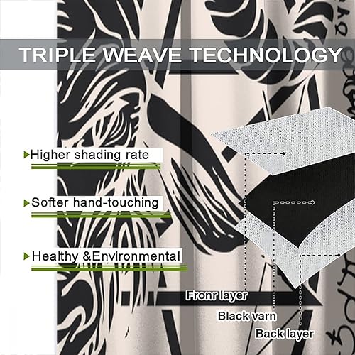 Vista 190 de Cortinas de cabeza de cabra, misteriosa cabeza de cabra malvada, calavera negra, bolsillo para barra, cortinas opacas para ventana, juego de 2