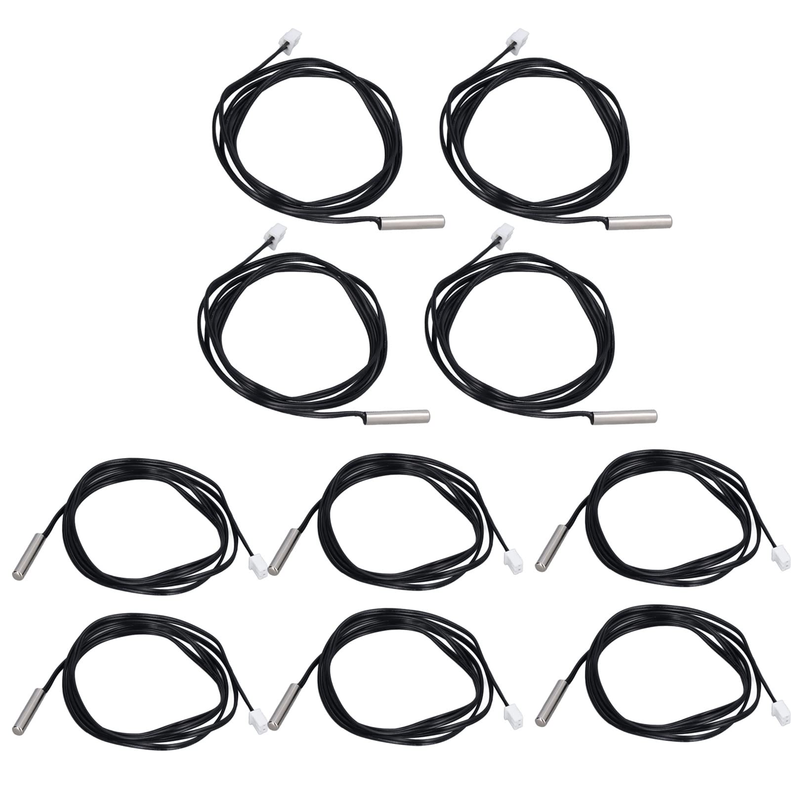 Thermistor Sensor, NTC Temp Probe Broad Use Cylindrical Head High Accuracy Quick Response 10Pcs Sensitive with 1 Meter Cable for Measuring