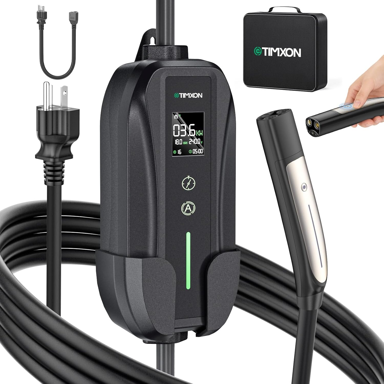 Level 2 & Level 1 Mobile Charging for Tesla-ETL Listed, Portable 16A 110/240V Electric Car Charger with NEMA 6-20P to 5-15P Adapter,25ft Extension Cords, NACS Connector for All Tesla Model Y/3/S/X