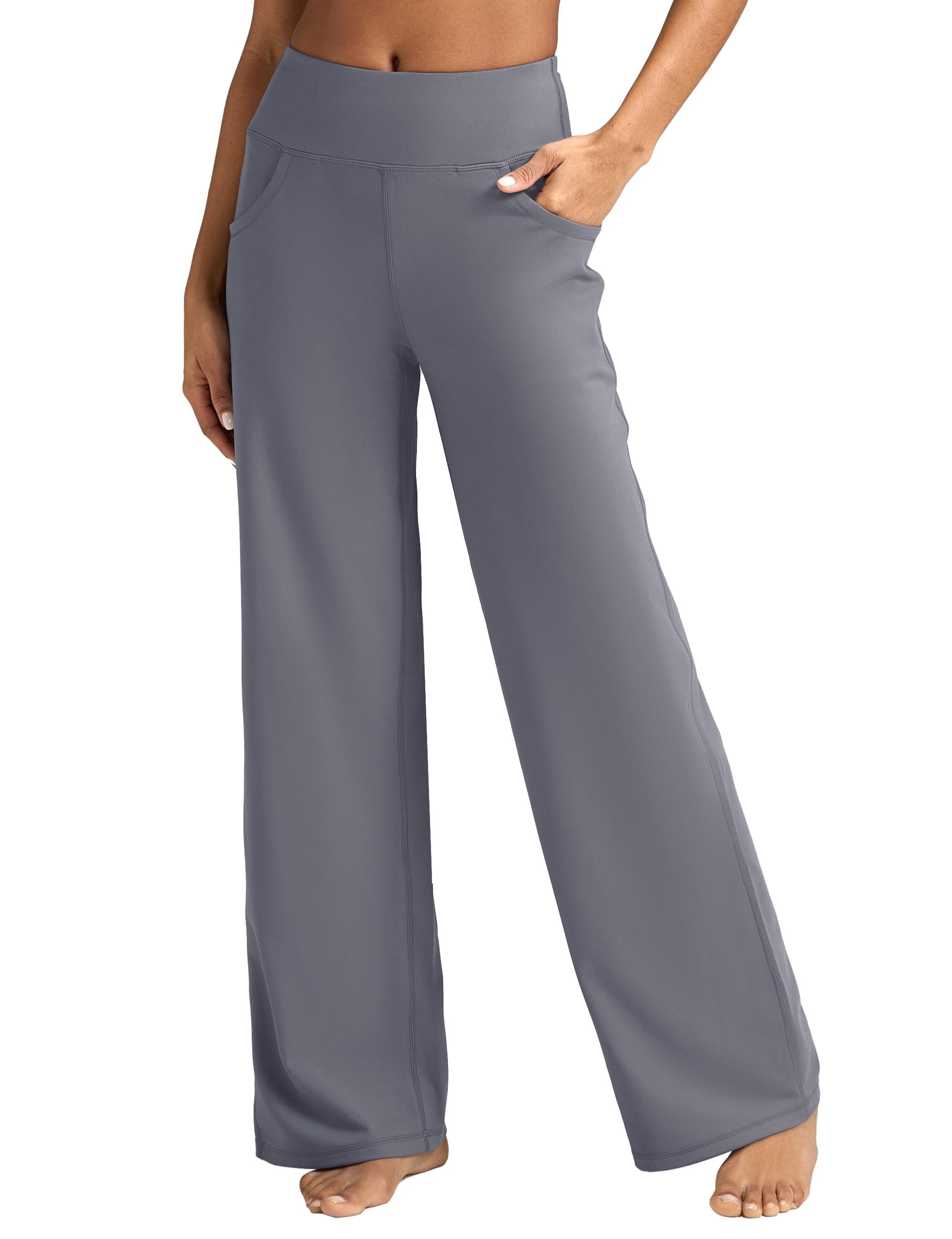 ESOFT Wide Leg Pants Women High-Waisted Yoga Work Dress Pants with Pockets Casual Sweatpants Petite Regular