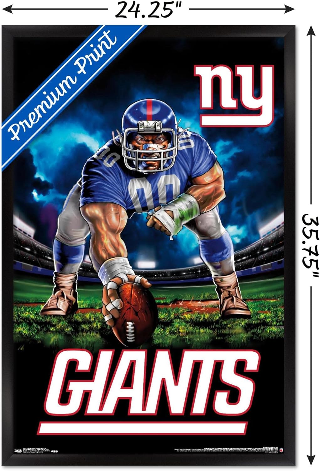 Trends International NFL New York Giants - 3 Point Stance 19 Wall Poster, 22.375" x 34", Black Framed Version