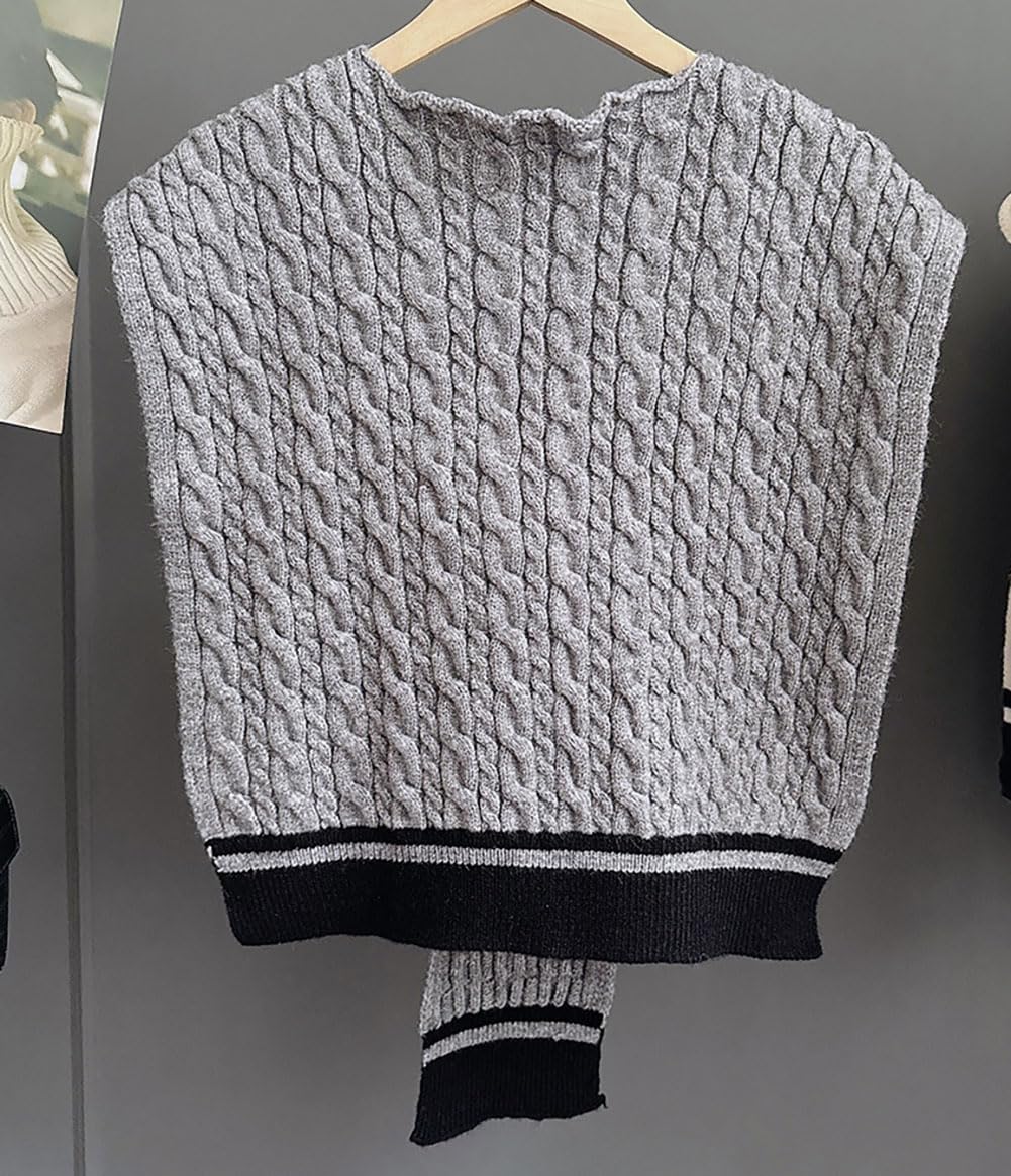 Knit Sweater Shawl Womens Tie Up Small Scarf Tops Elegant Pashmina Shawls Shoulder Cape Wraps - Image 4