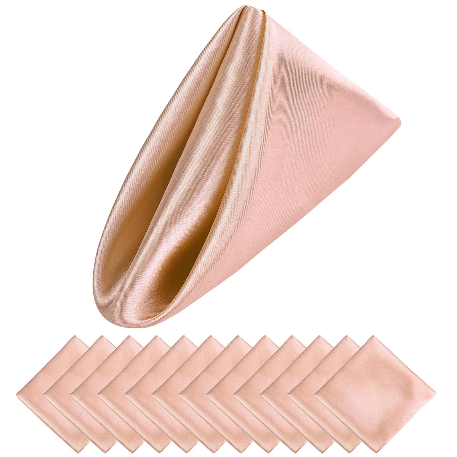Izhaogjing Champagne Pink Napkins Cotton,Cloth Napkins 12Pcs Christmas Satin Napkin 12X12inches Soft Table Napkins For Romantic Weddings Party Dinner Table Decoration(Champagne Pink)