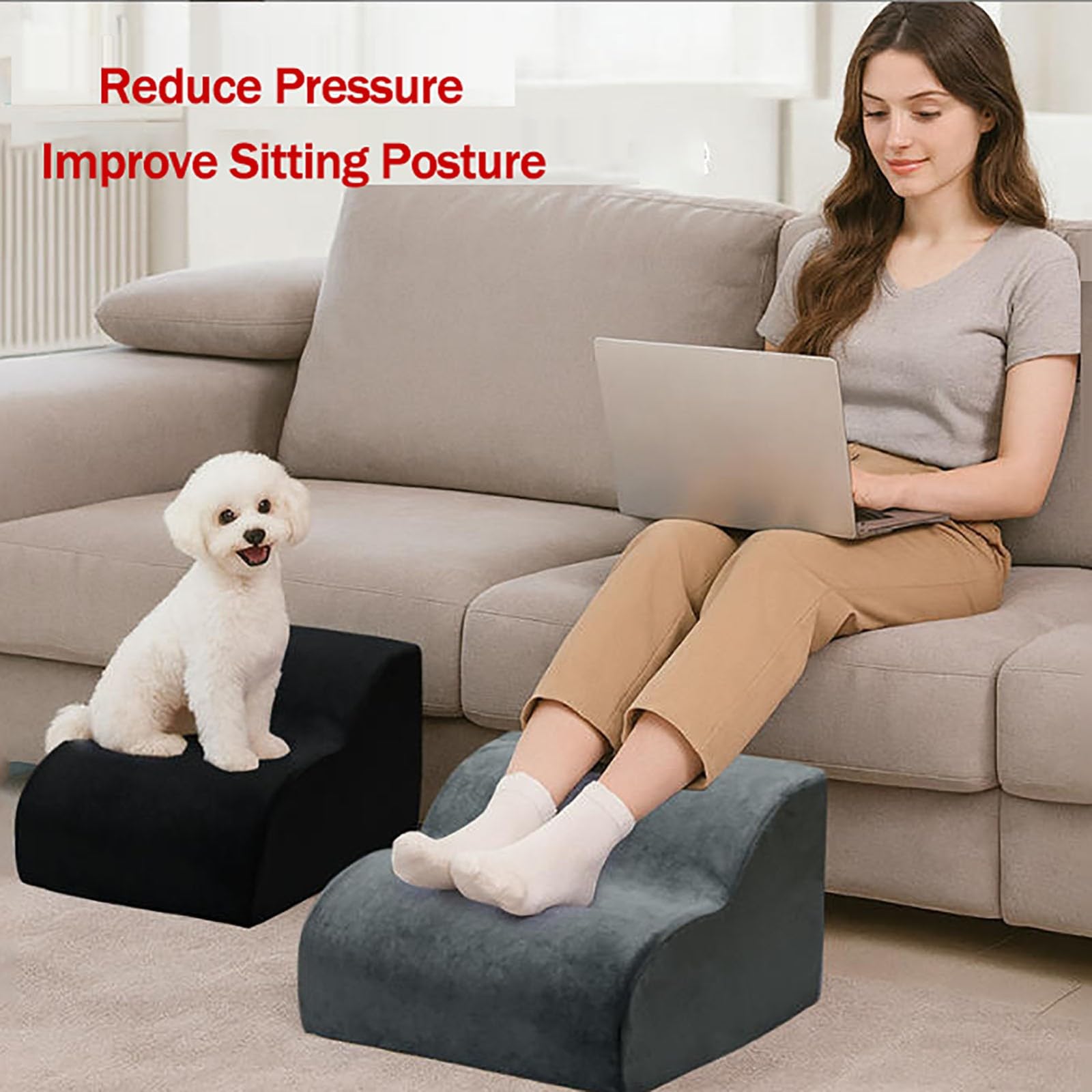 Este reposapiés ergonómico para Oficina Cuenta con una Funda extraíble y Lavable, y es Adecuado para oficinas en casa, sillas Gaming y sofás. B,25 * 40 * 40CM