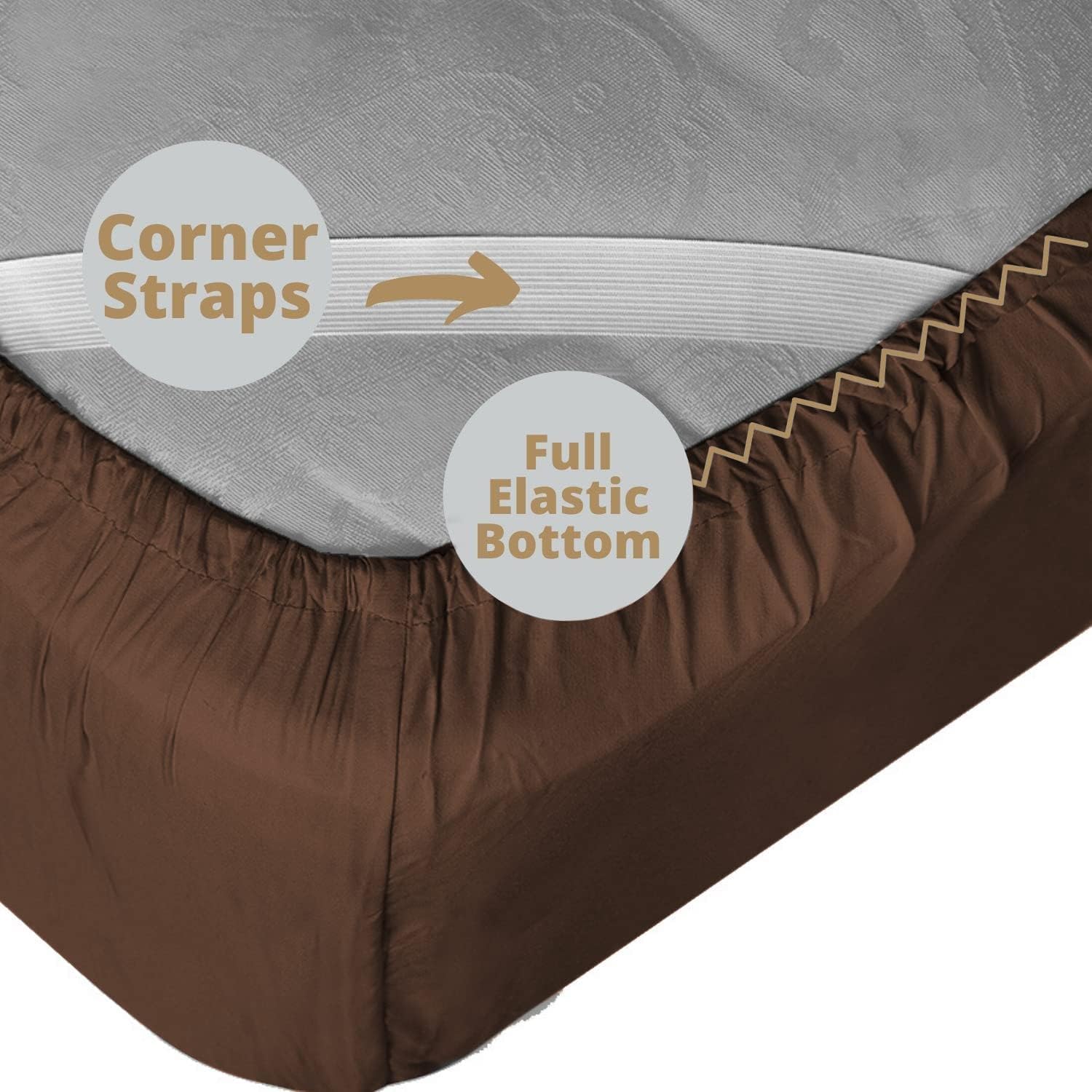 Stay Fitted Single Sheet, Fitted Sheet ONLY! Stay Fit on Mattress with Elastic Straps at Corners, Extra Deep Pocket, Fits 18-24 Inch Mattress, Queen – Chocolate Brown