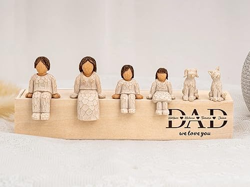 KERAOO Figuras combinadas personalizadas para elegir tu familia, figura esculpida pintada a mano, escultura de resina para papá, regalos de
