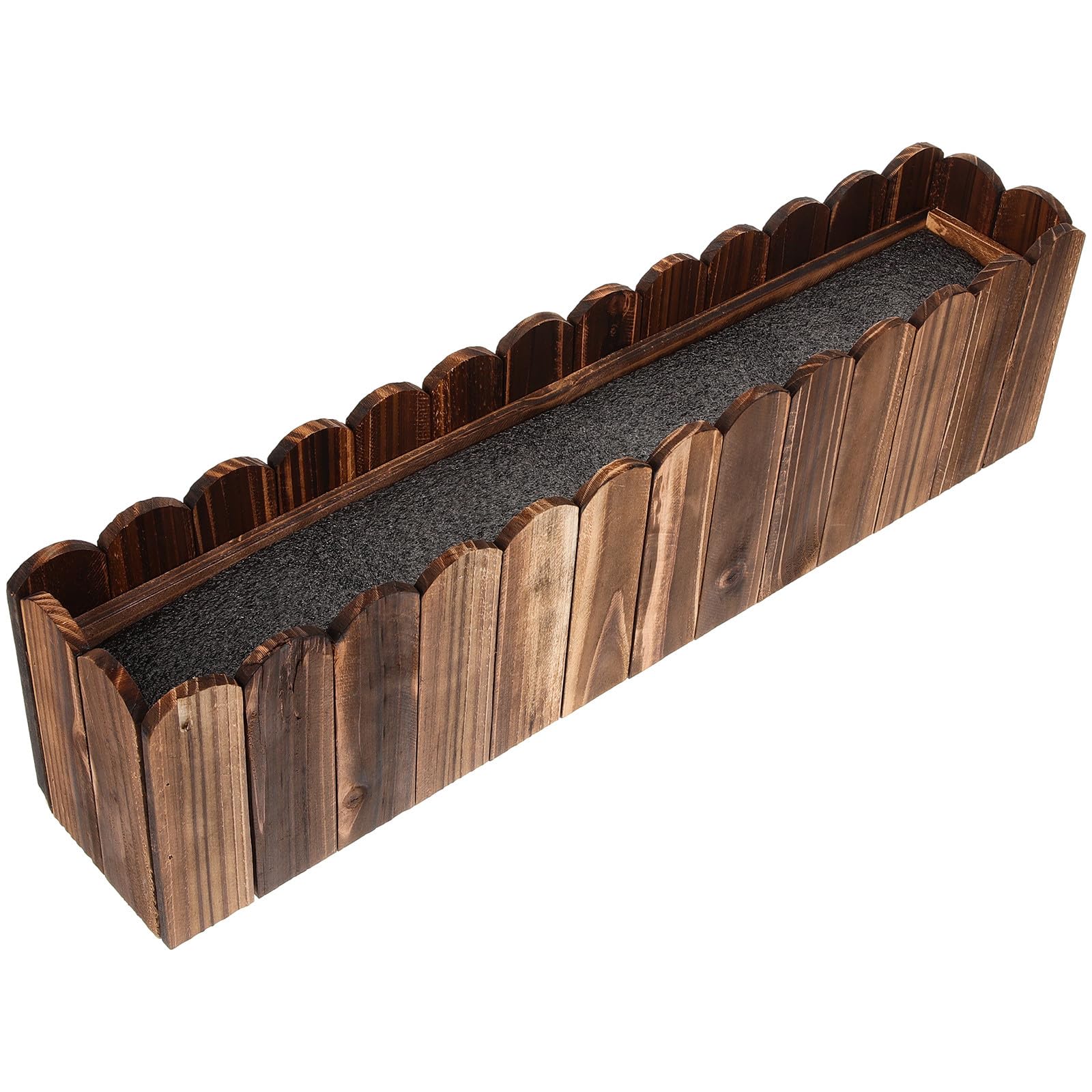 Jardinière en bois de 50 cm sur le rebord de fenêtre du balcon