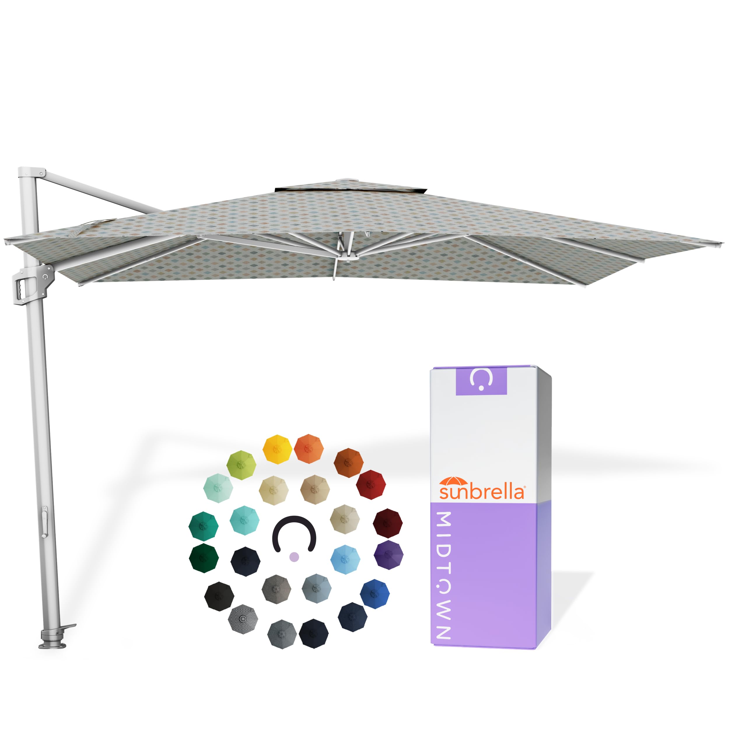 Midtown Umbrellas Grande Square - 9 x 9 Ft Cantilever Umbrella