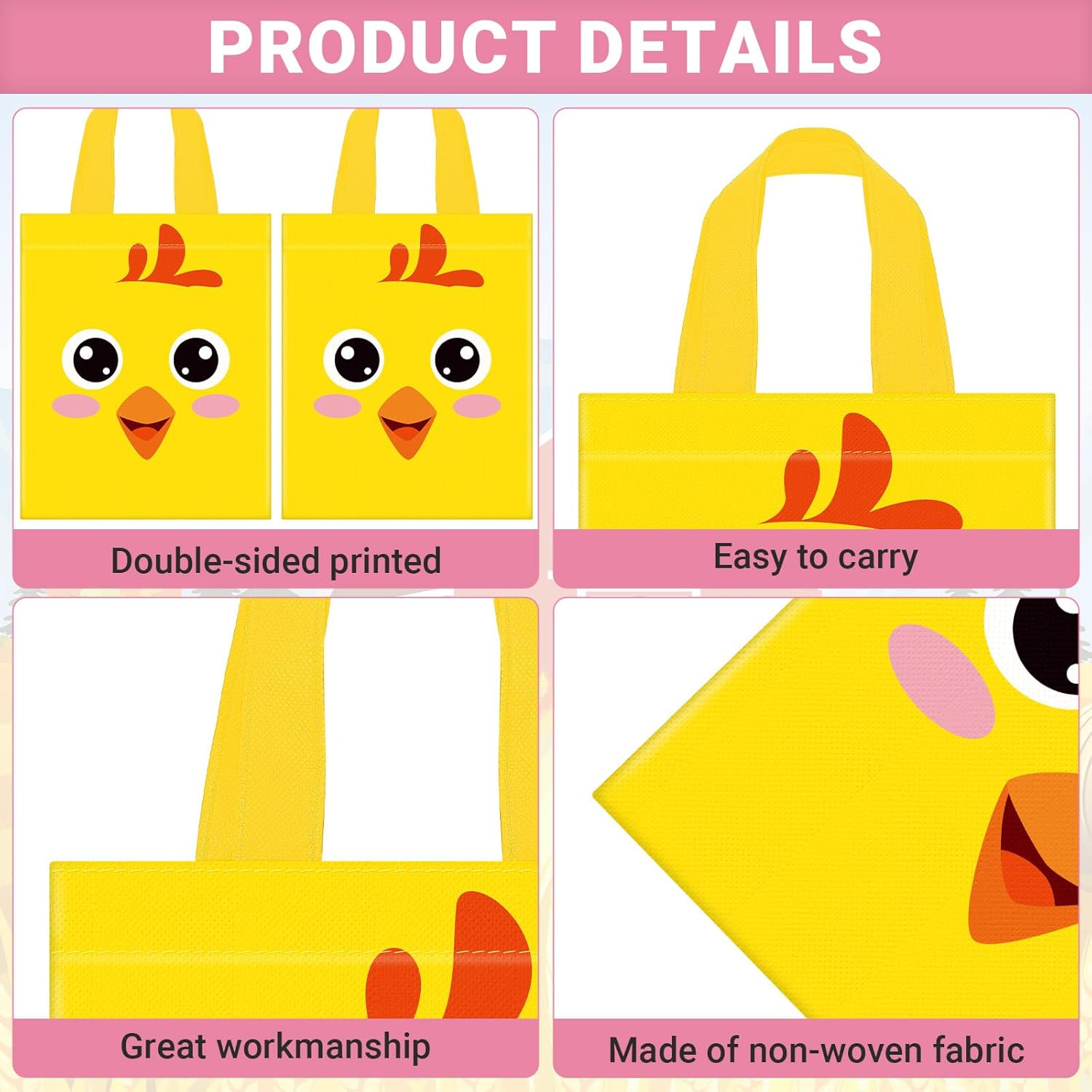 Sweetude 24 Pcs Farm Animal Party Favor Bags with Handle - 9.84'' x 7.87'' Non Woven Candy Treat Bags - Reusable Barnyard Gift Tote Bag for Animal Themed Birthday Party Favor Supply - Image 3