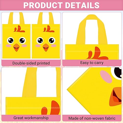 Miniatura 3 de Sweetude 24 bolsas de recuerdo de fiesta de animales de granja con asa – 9.84 x 7.87 pulgadas bolsas de dulces no tejidas – Bolsa de regalo