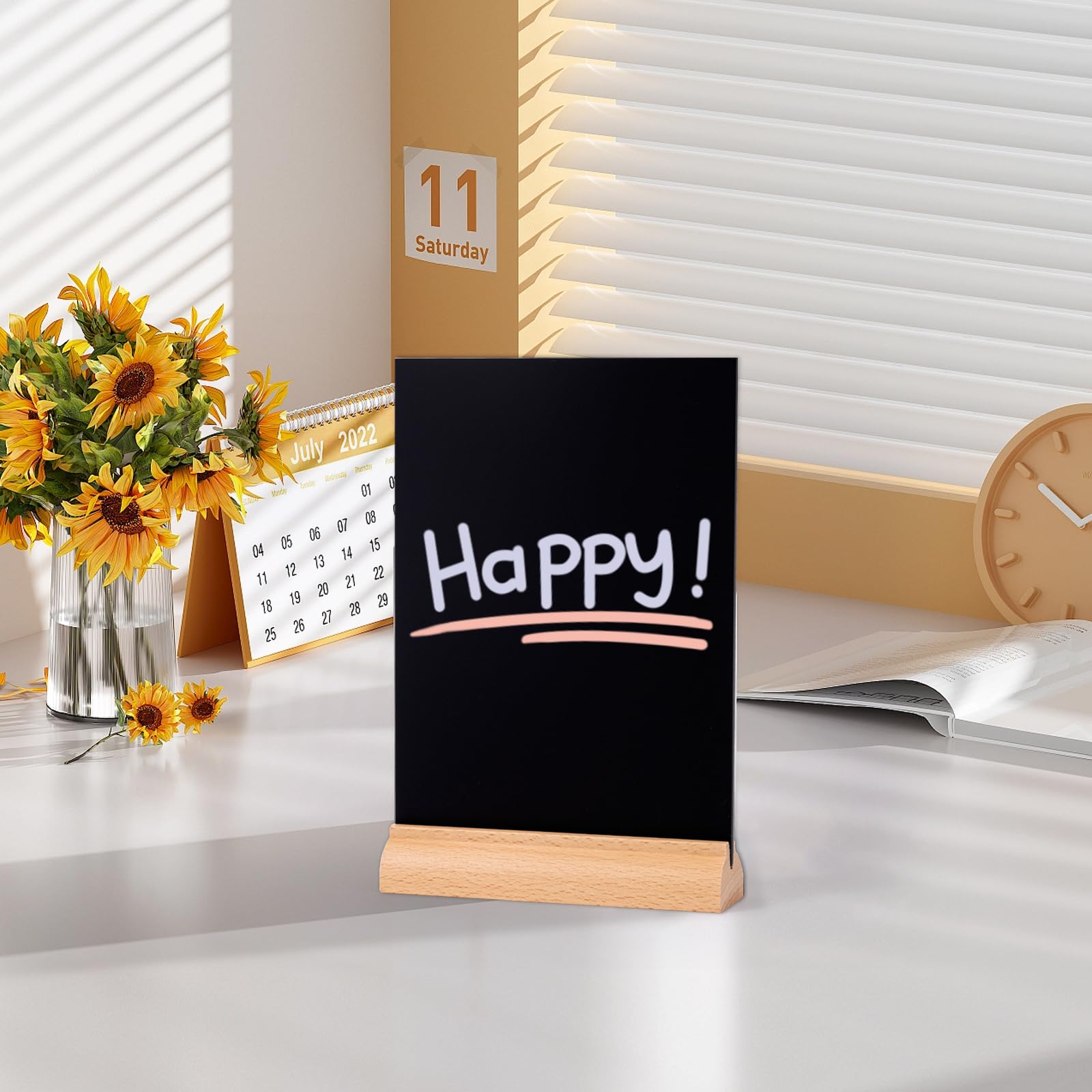 LELADY Mini Letreros de Pizarra, 3 Piezas Mini Pizarras con Soporte A4, Negra Mini Pizarra, Cartel Pizarra Pequeña, Tableros de Tiza con Soportes, Mini Letreros Decorativos de Pizarra, Doble Cara