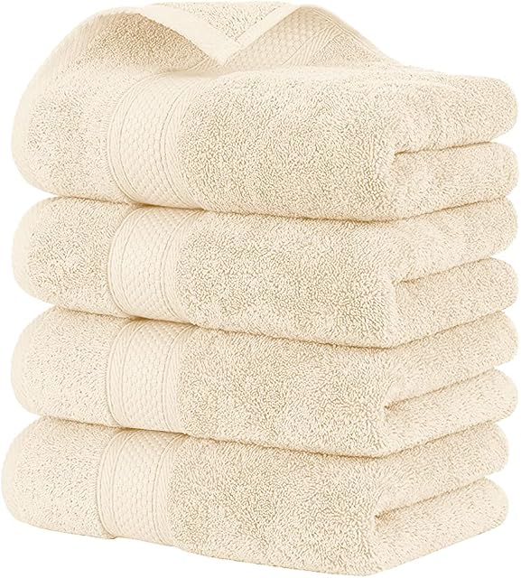 NAUSHA HOME - Premium Large Hand Towels Bale Set - Pack of 4 & 6 Pieces - 100% Soft Cotton, Highly Absorbent & Extra Large Gym Towels (50 x 80 cm), Hotel & Spa Quality Thick Towels (Cream, 4)