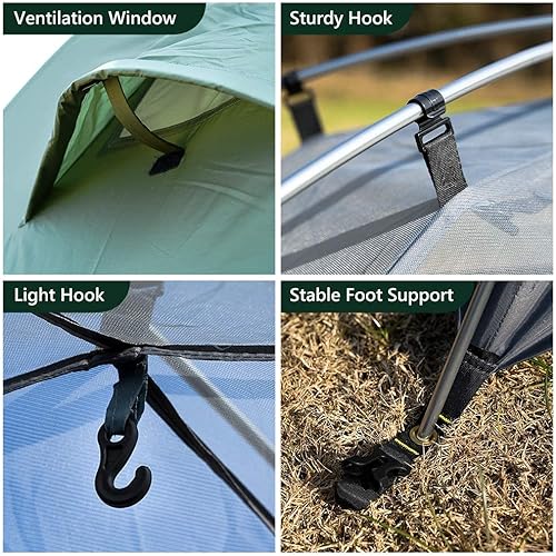 Miniatura 4 de MC TOMOUNT - Tienda de campaña para mochileros para 1-2 personas, impermeable, ligera, de doble capa, poste de aluminio independiente para acampar