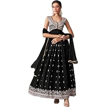 TRENDMALLS Women's Art Silk Embroidery Work Anarkali Kurta Pant with Dupatta Set For Women