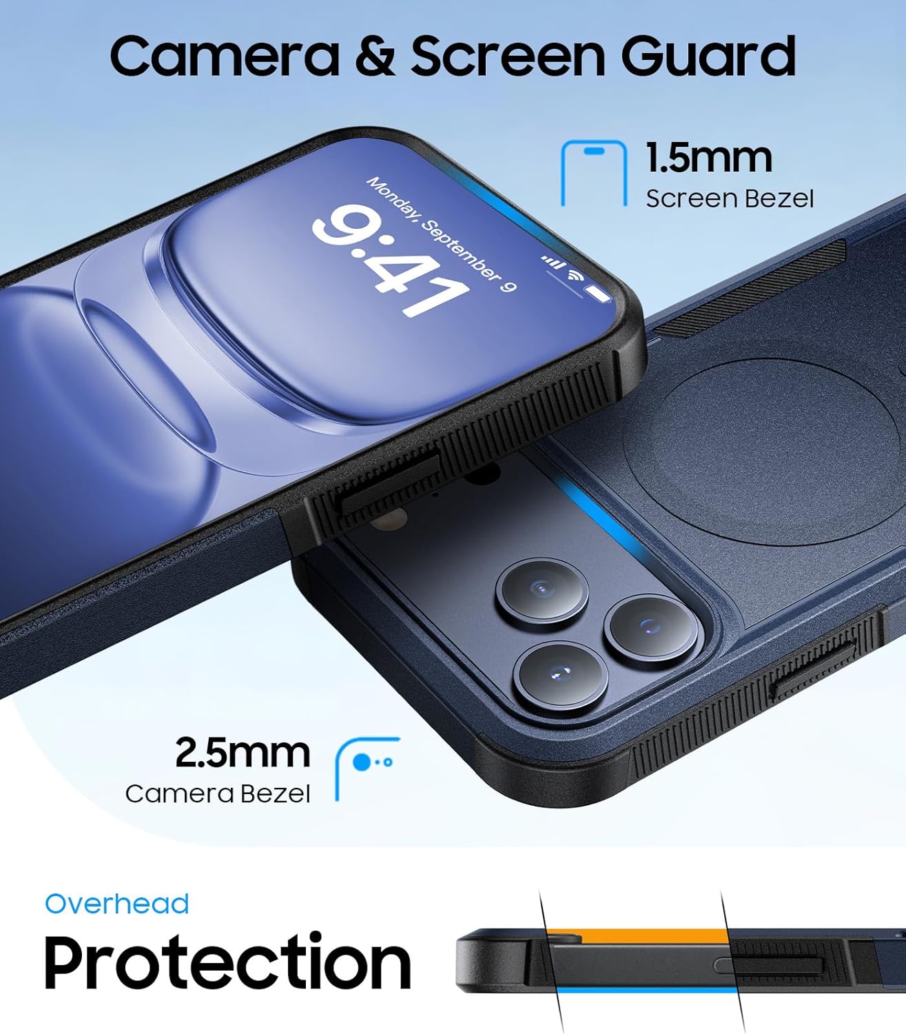 Magnetic for iPhone 17 Pro Max Case Military-Grade Shockproof, Rugged Phone Case, Heavy Duty Protection [Compatible with MagSafe] Anti-Fingerprint Cover for iPhone 17 Promax 6.9", Blue - Image 6