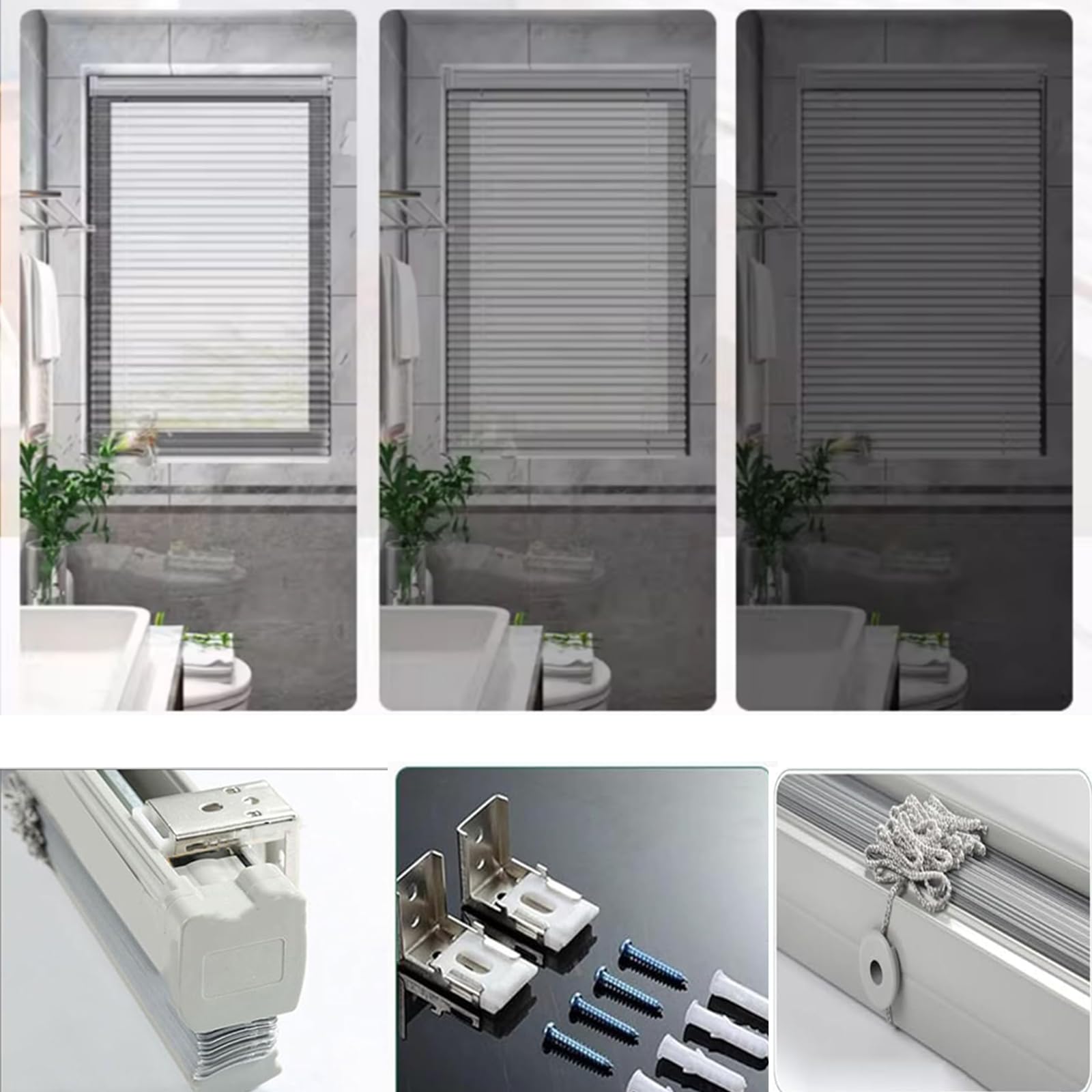 Aluminium-Jalousien,Metall-Jalousette Für Fenster,Innen Verdunkelungs-Rollo,Fensterjalousie Lamellen-Rollo,Wasserdicht,Lichtanpassung,Sichtschutz,Anpassbar,Breite x Höhe (155cm x 100cm)