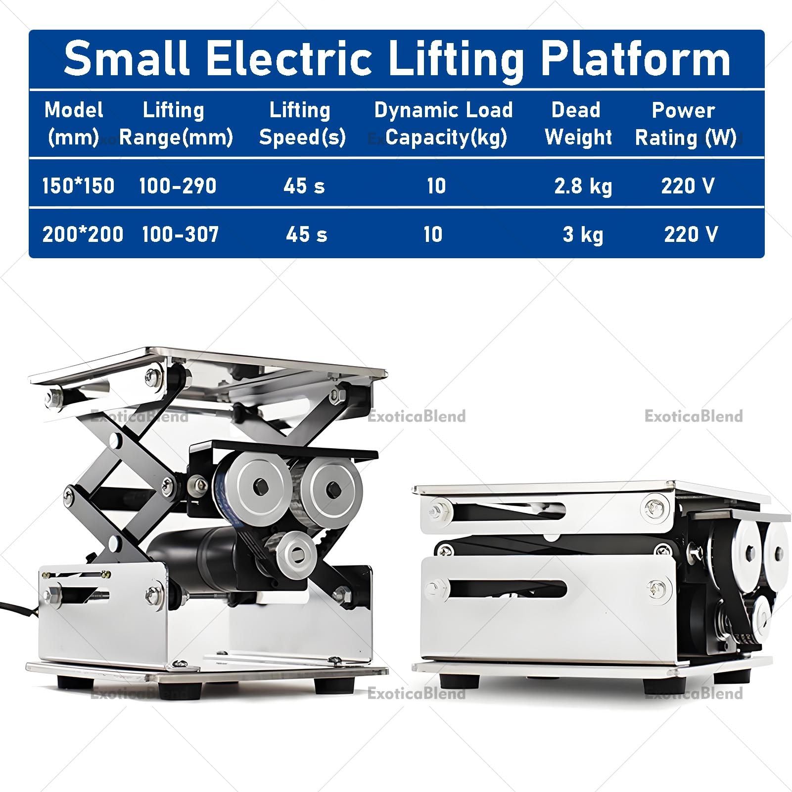 Plataforma Elevadora Eléctrica de Laboratorio, Plataforma Pequeña de Acero Inoxidable, con Control Remoto, Capacidad de Carga de 10 kg, para Laboratorios Escolares 20 * 20cm