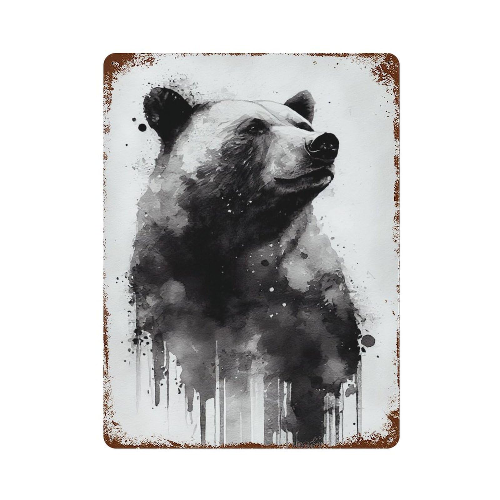 Bear White Rusty Metal Tin Sign 15.7"x11.8", Ideal for Farmhouse, Kitchen And Entryway Decor