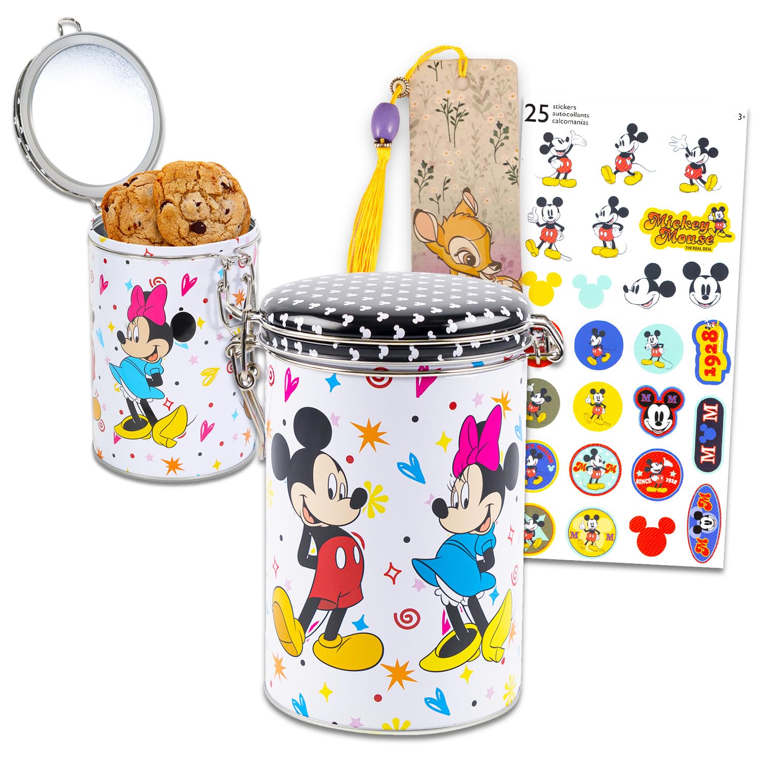 Mickey Mouse Cookie Jar for Kitchen Counter - Bundle with Mickey and Minnie Jar with Lid for Snacks Cookies Food Storage Plus More | Mickey Mouse Kitchen Accessories