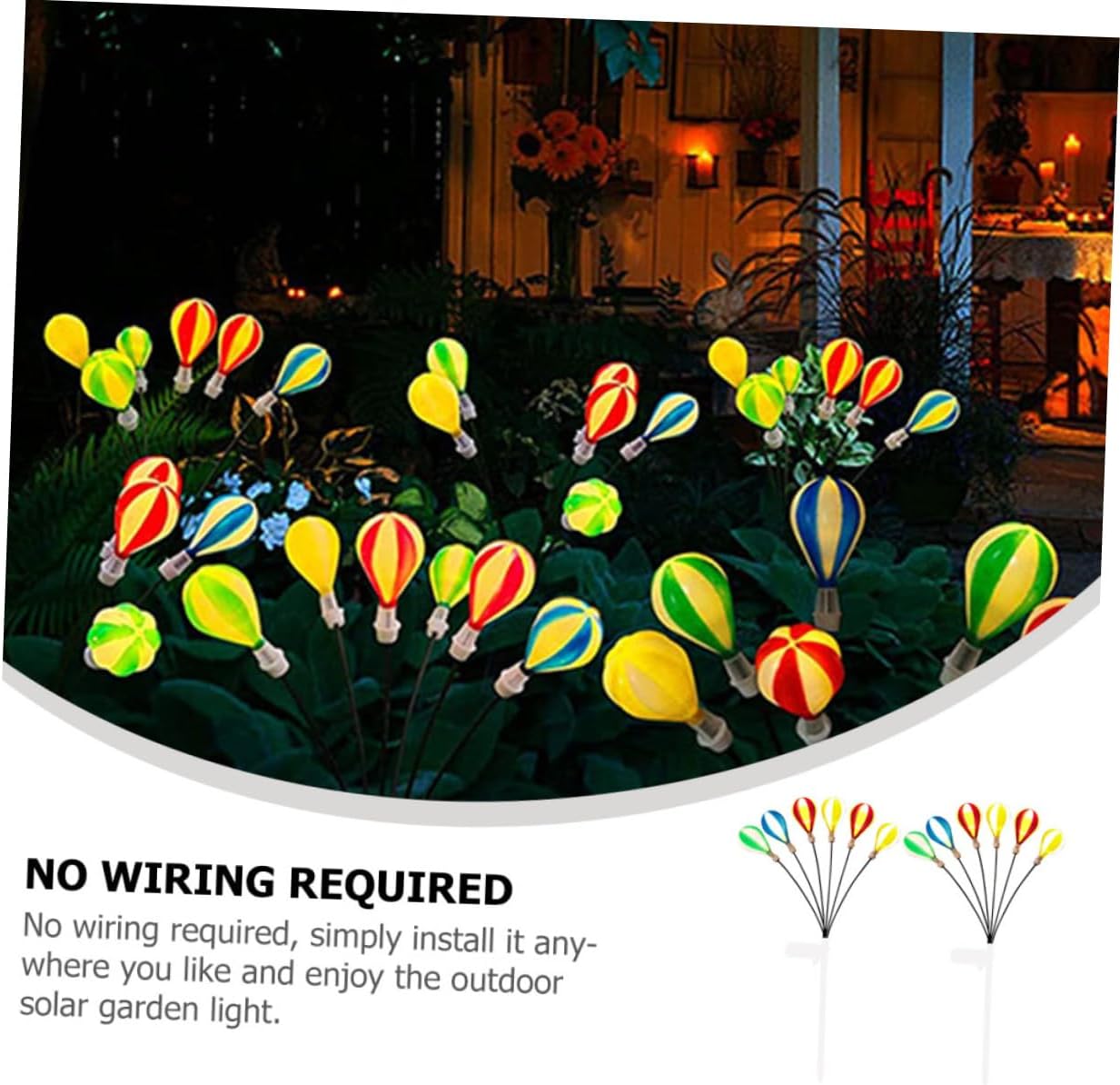 VANZACK Solar-Powered Garden Lights 2 Pack Air Balloon Shape Decorative Stake Lights Led for Outdoor Yard Decorations Automatic Night Lighting Energy-Saving