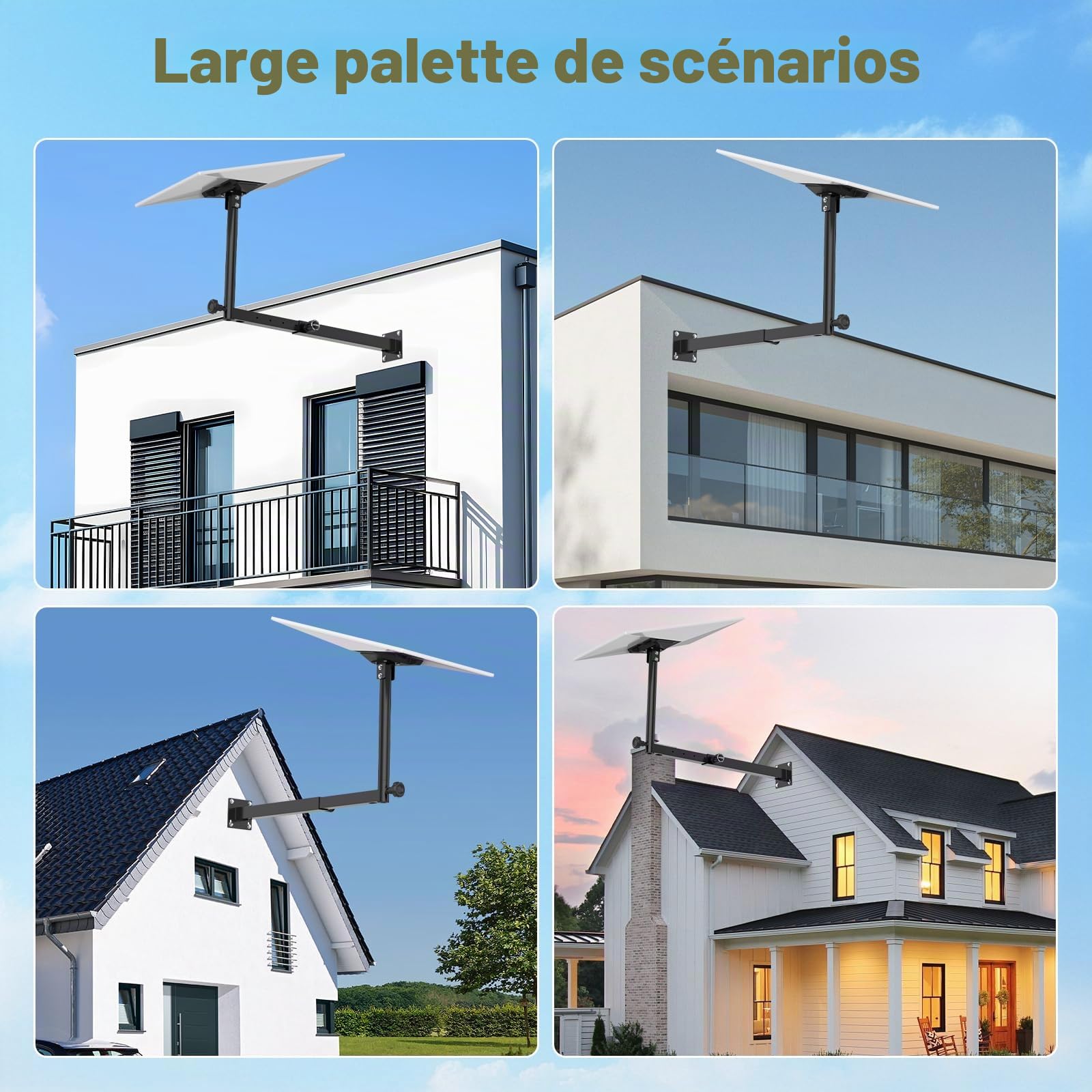 IMAYCC Kit de Starlink Gen 3 Mount, Rétractables Longue Support Mural de Toit Starlink V3 360° Réglable et Rotatif avec Adaptateur de Tube Starlink Gen 3 pour Starlink Internet Standard Kit