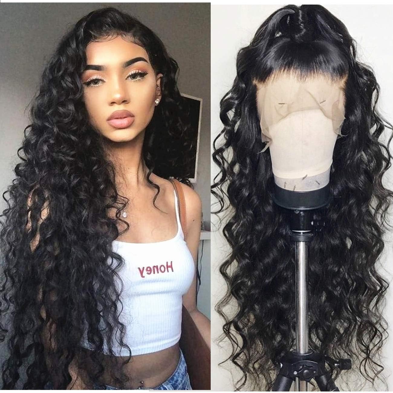 13x6 Human Hair Lace Front Wigs Loose Wave Pre-Plucked Hairline 130% Density Human Hair Wigs with Baby Hair Natural Color 12 inch
