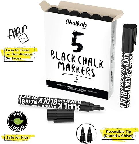 Miniatura 6 de Chalkola Paquete de 5 marcadores blancos de 0.236 in + 5 marcadores negros