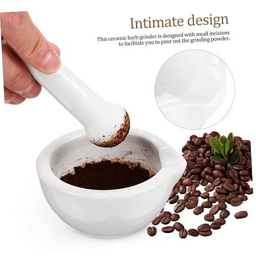 Miniatura 7 de Juego de 2 juegos de tazón de molienda de piedra, mortero de cerámica y píldoras de mortero de píldora, divisor de píldoras, molinillo de alimentos,