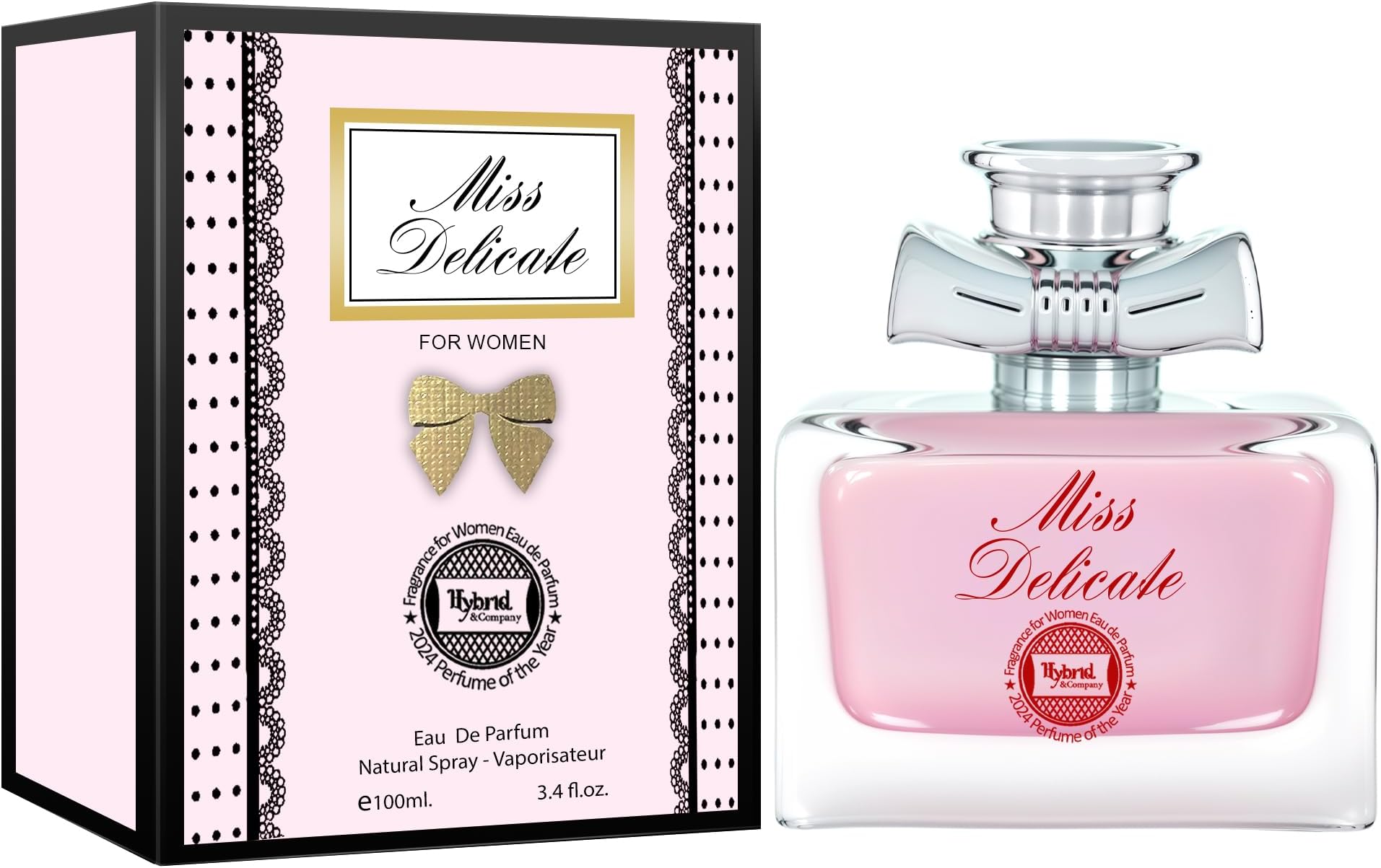 Hybrid & Company Women Miss Delicate Eau De Parfum Natural Spray Vaporisateur 3.4 Fl Oz