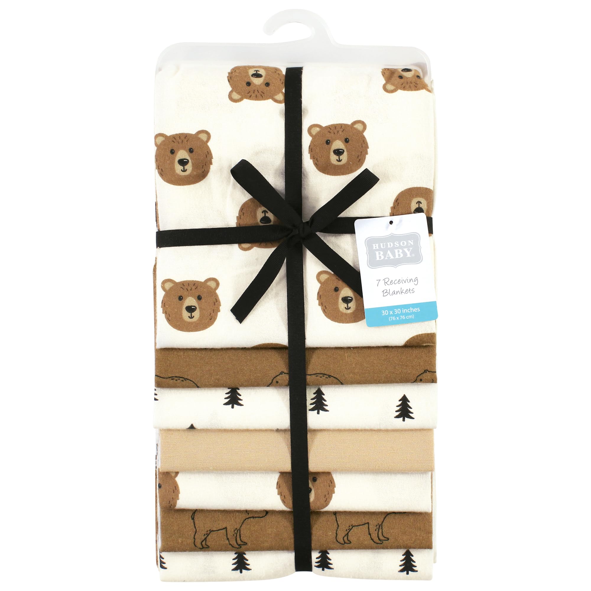 Hudson Baby Paquete de Mantas Bebes Unisex de Franela de Algodón, Oso Marrón, Talla Única