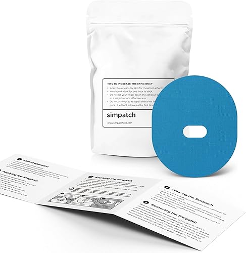 Miniatura 2 de SIMPATCH Guardian, parche adhesivo Enlite (paquete de 25) - Adhesivo impermeable, parches CGM (azul)