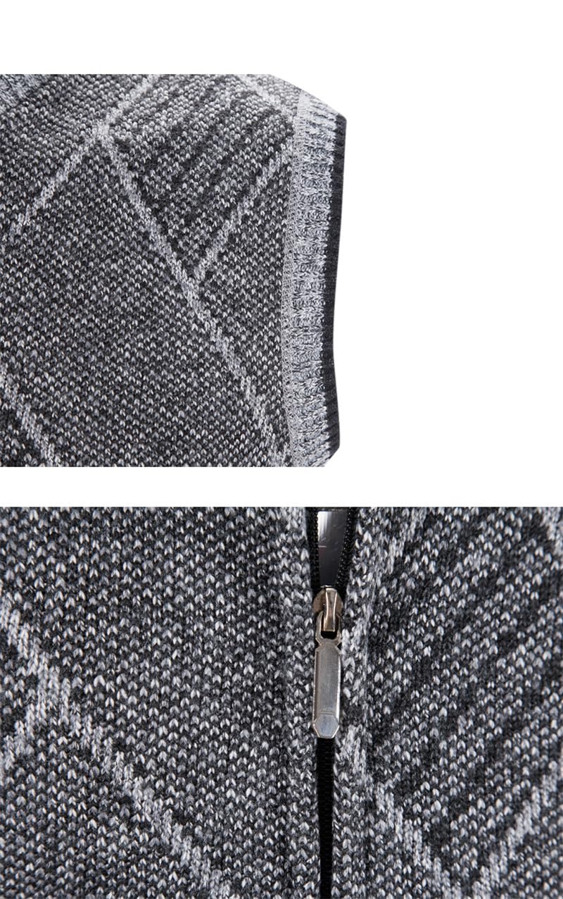 Chaleco de punto con cuello en O para hombre Otoño Invierno Hicken Warm Zipper Jumpers Tank Tops Azul Gris 9 XXXL, Azul Gris9, XXXL