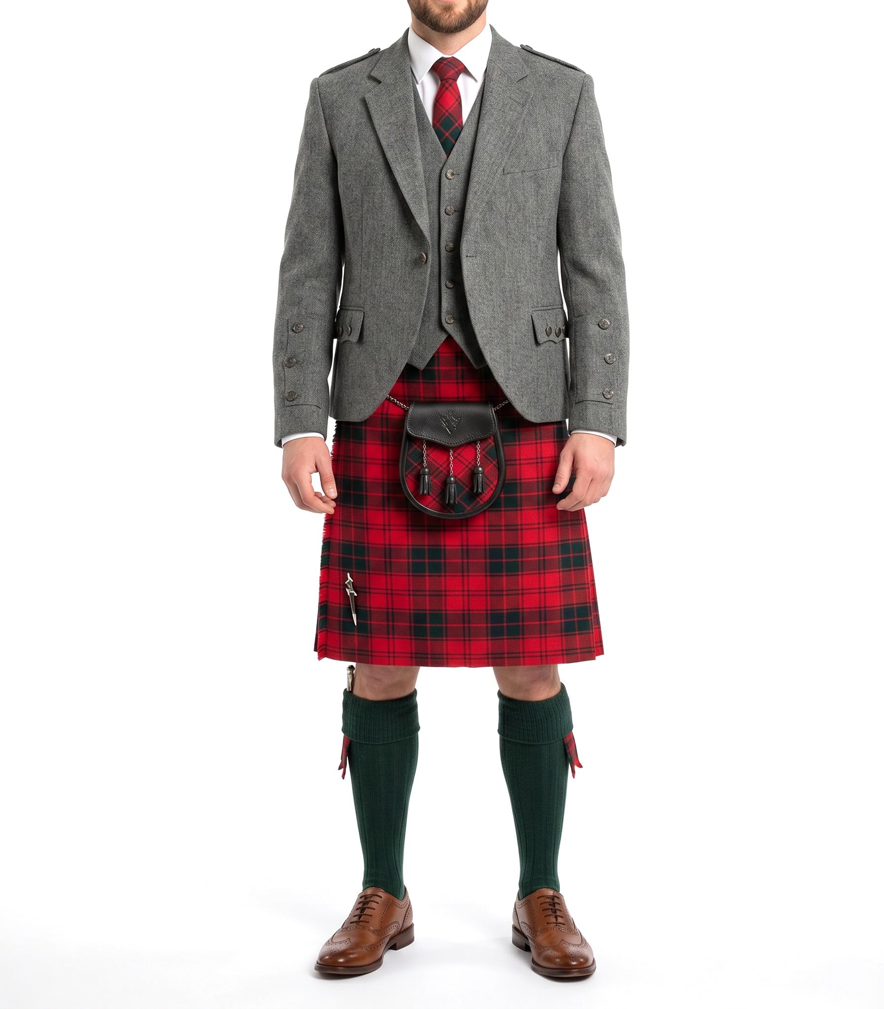 Tartan Tweeds Men's 8 Yard Wool Blend Kilt, 12oz Weight, Extra Deep Pleats, Standard Fit (UK, Waist, 30, Regular, Regular, Robertson Red)