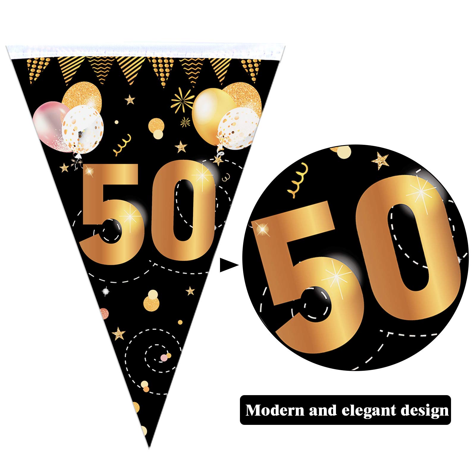 Festa Donna 50 Anni Decorazioni Per 50° Compleanno - Striscione Oro E Rosa Con Scritta In Tedesco Scritta Buon Compleanno - Foto 5