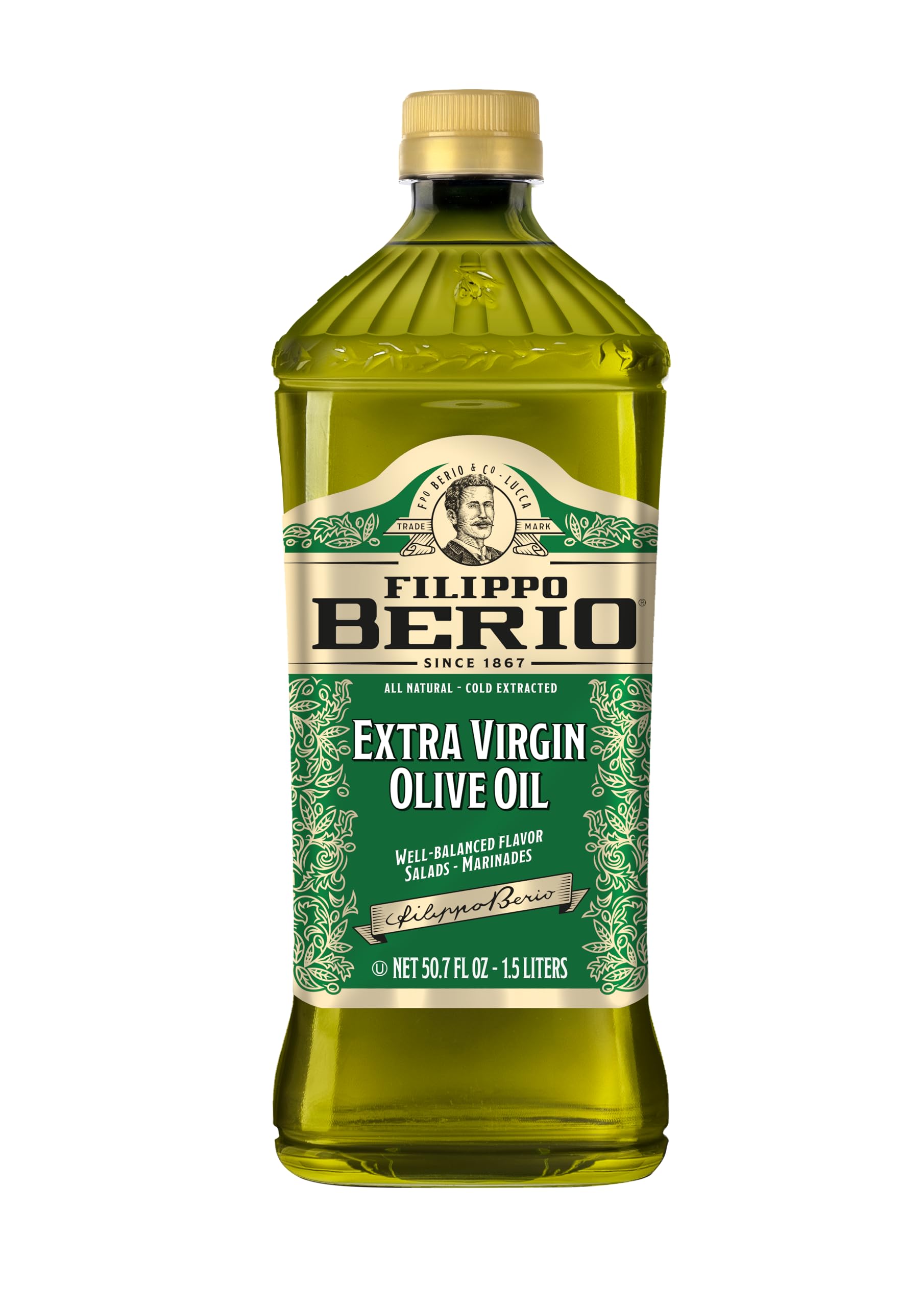 Cold Pressed Extra Virgin Olive Oil, 50.7 Ounce rPET Bottle, Contains Polyphenols
