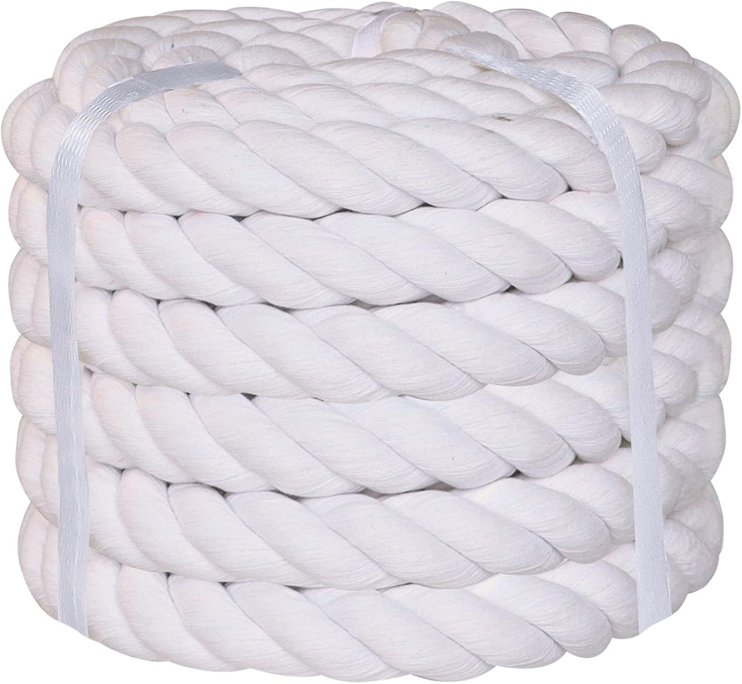 White Cotton Rope 1.25 inch × 25 feet, Natural Twisted Thick Rope for Crafts, Hanging, Pulling, Swing, Tug of War