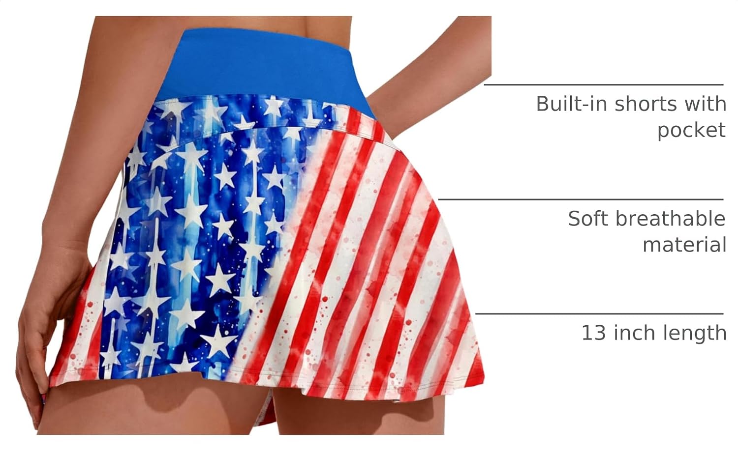 PINSPARK Tennis Skirts for Women High Waisted Golf Skort with Shorts Pocket image 4