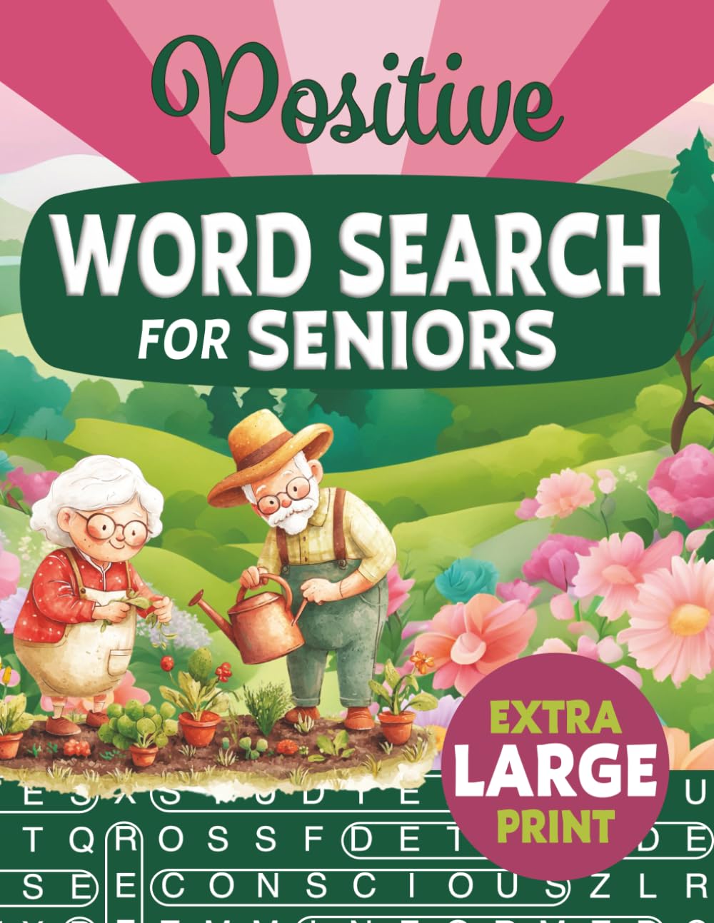 Positive Word Search for Seniors: Extra Large Print Relaxing Anti-Eye Strain Word Find Puzzles