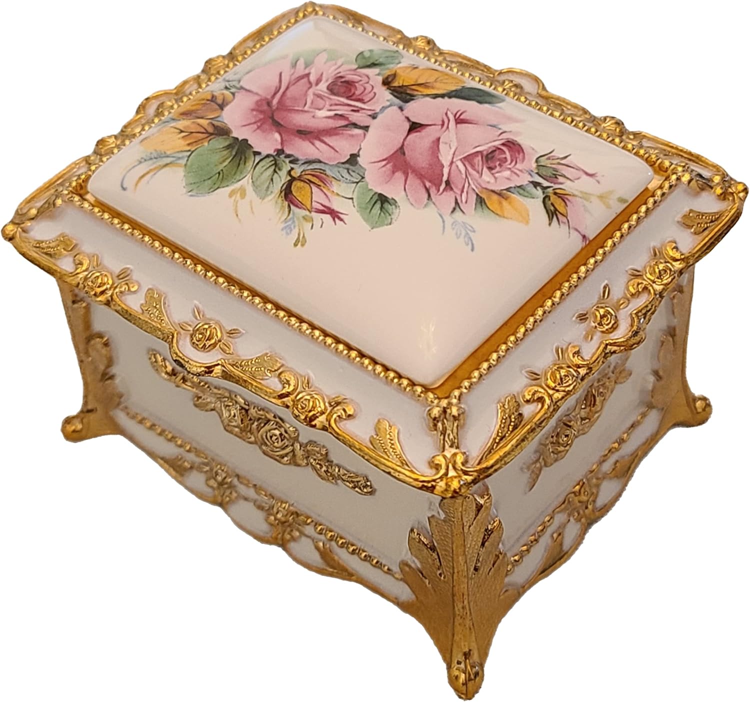 Splendid Floral Music Box/Jewelry Box in Rectangular Shape Playing Candle in The Wind