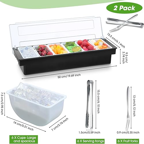 Miniatura 8 de 2 bandejas de guarnición refrigeradas por hielo, barra de cubierta, contenedor de condimentos con tapas y servidor de condimentos refrigerado