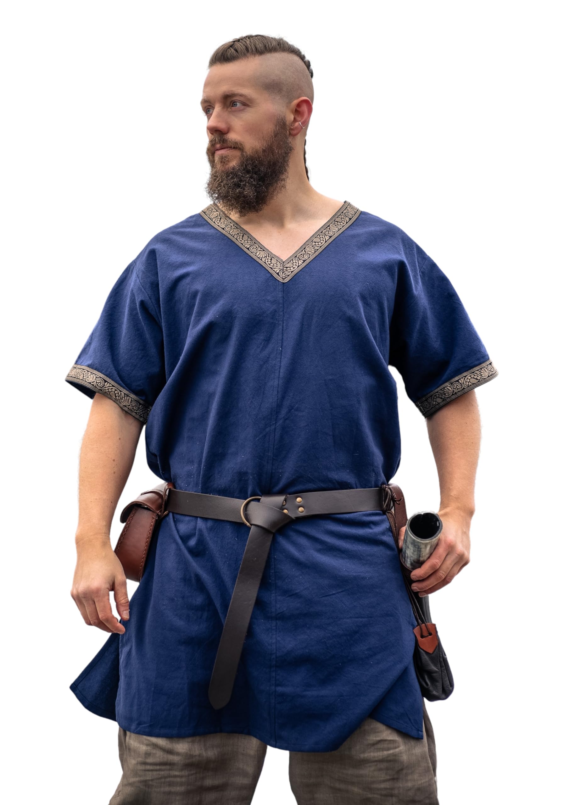 Leonardo Carbone® Tunique Viking Loki - Vêtements médiévaux Hommes, Chemise médiévale Hommes, Costume de Carnaval Hommes, Tunique Viking, vêtements LARP - 100% Coton