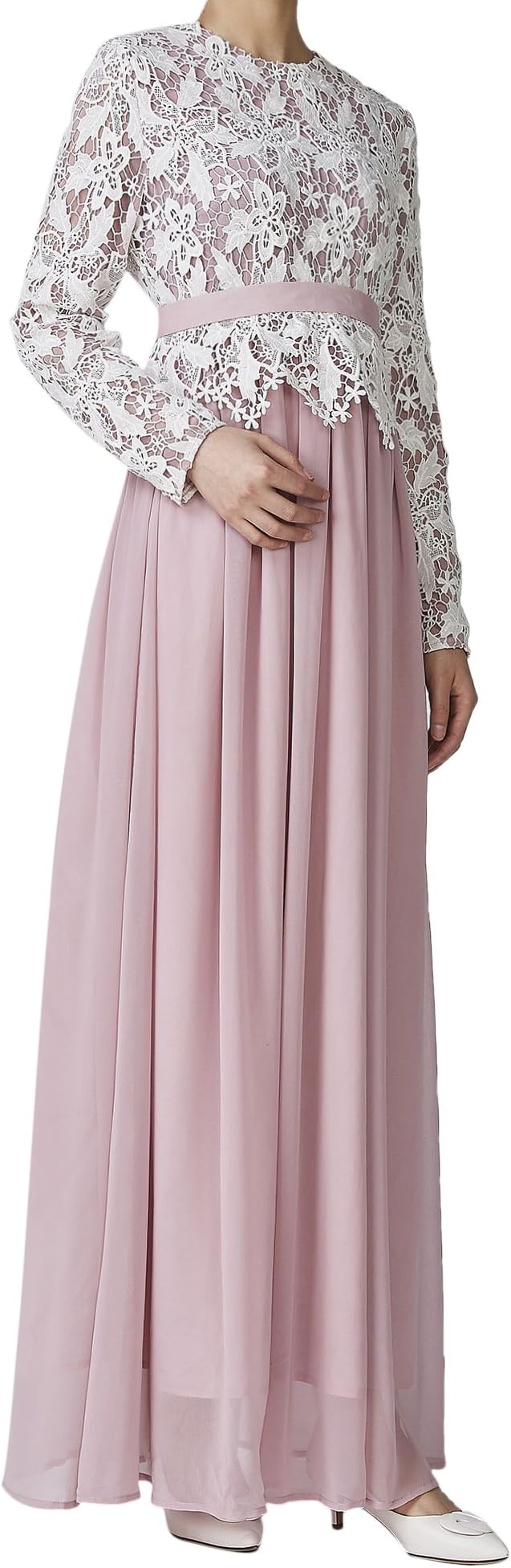 INGSIST Womens Pinky Muslim Wedding Party Dress with Lace Element