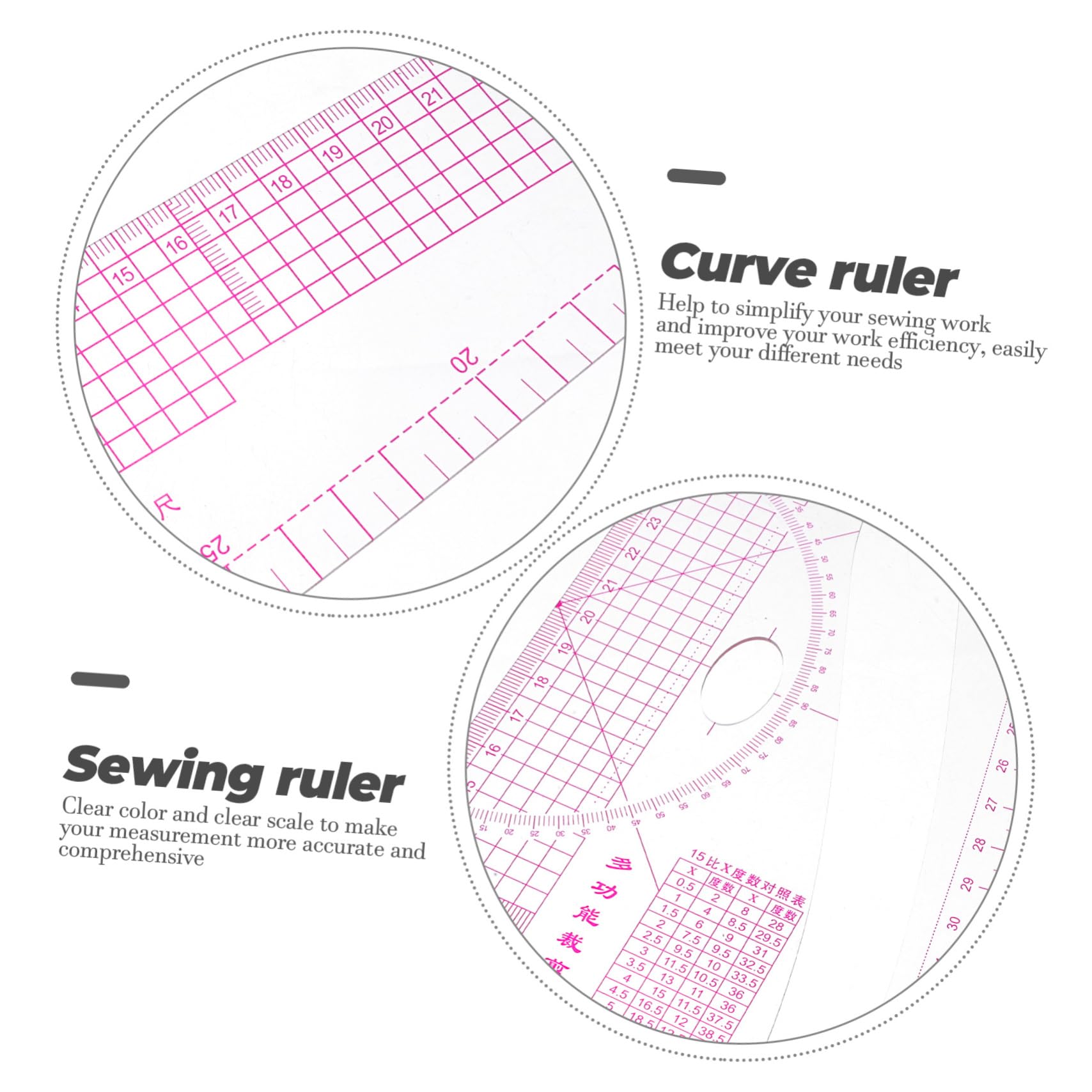 Juego de Reglas de Costura Profesional Pvc, 1 Set, para Patrones