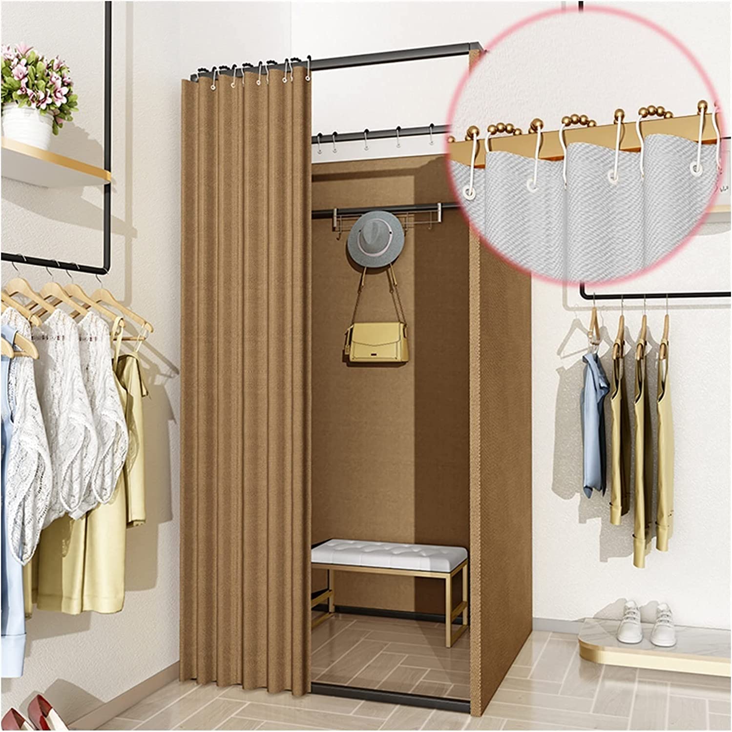Baiying Dressing Changing Room, Floor-standing Locker Room Linen Cloth Curtain Kit Protect Privacy, Easy Installation For Clothing Store Office, 16 Colors Baiying