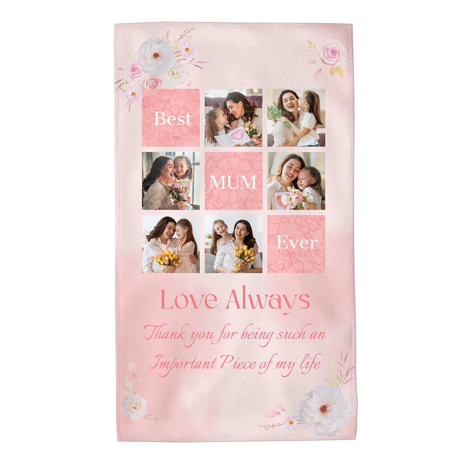 XIAYUEHUA Personalised Hand Towels Highly Absorbent, Custom Bathroom Microfiber Towel with Photo Text for Gym Travel Spa Customised Gift for Mum Mother, 27.5 x 16 Inches