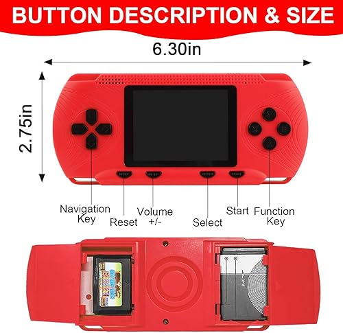 Miniatura 5 de Juegos de mano para niños – Reproductor de videojuegos para niños precargado 258 videojuegos retro, reproductor de juegos portátil con 3 cartuchos y