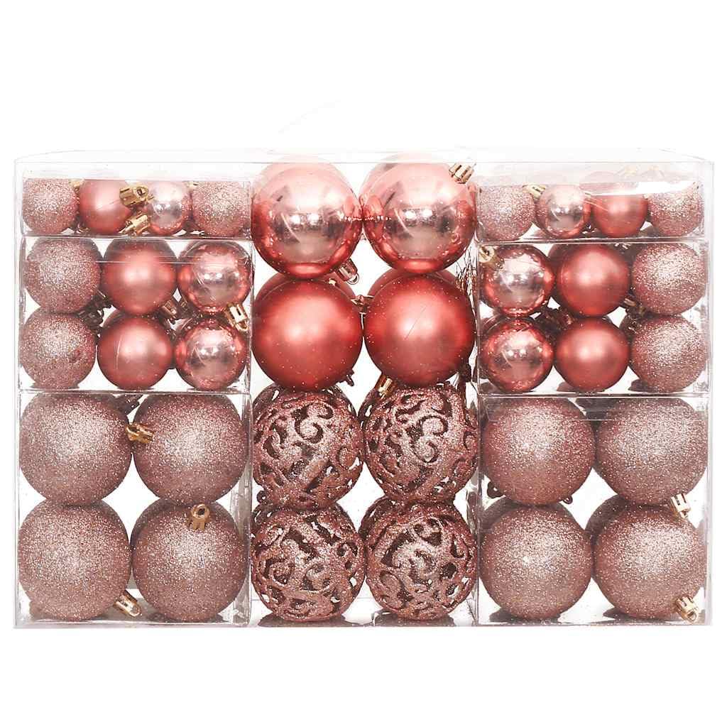 Weihnachtskugeln 100 STK Rosa und Rose Polystyrol Kugeln 3 4 6 cm matt glitzernd glänzend hohl Christbaumschmuck für Tannenbaum Zweig Dekor Advent Wohnzimmer Festtag