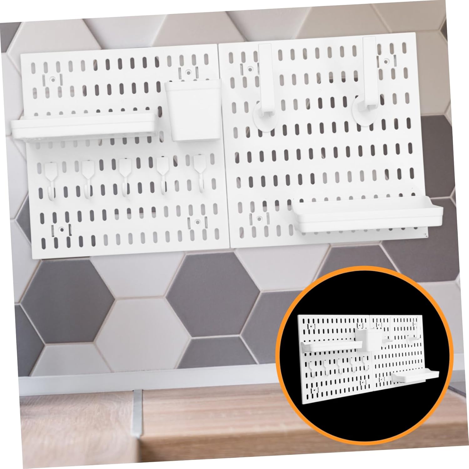Angoily 1set Pegboard Wall Organizer Nail Mounting Versatile Storage with Hooks for Kitchen Bedroom and More Stylish Design for Maximum Wall Utilization