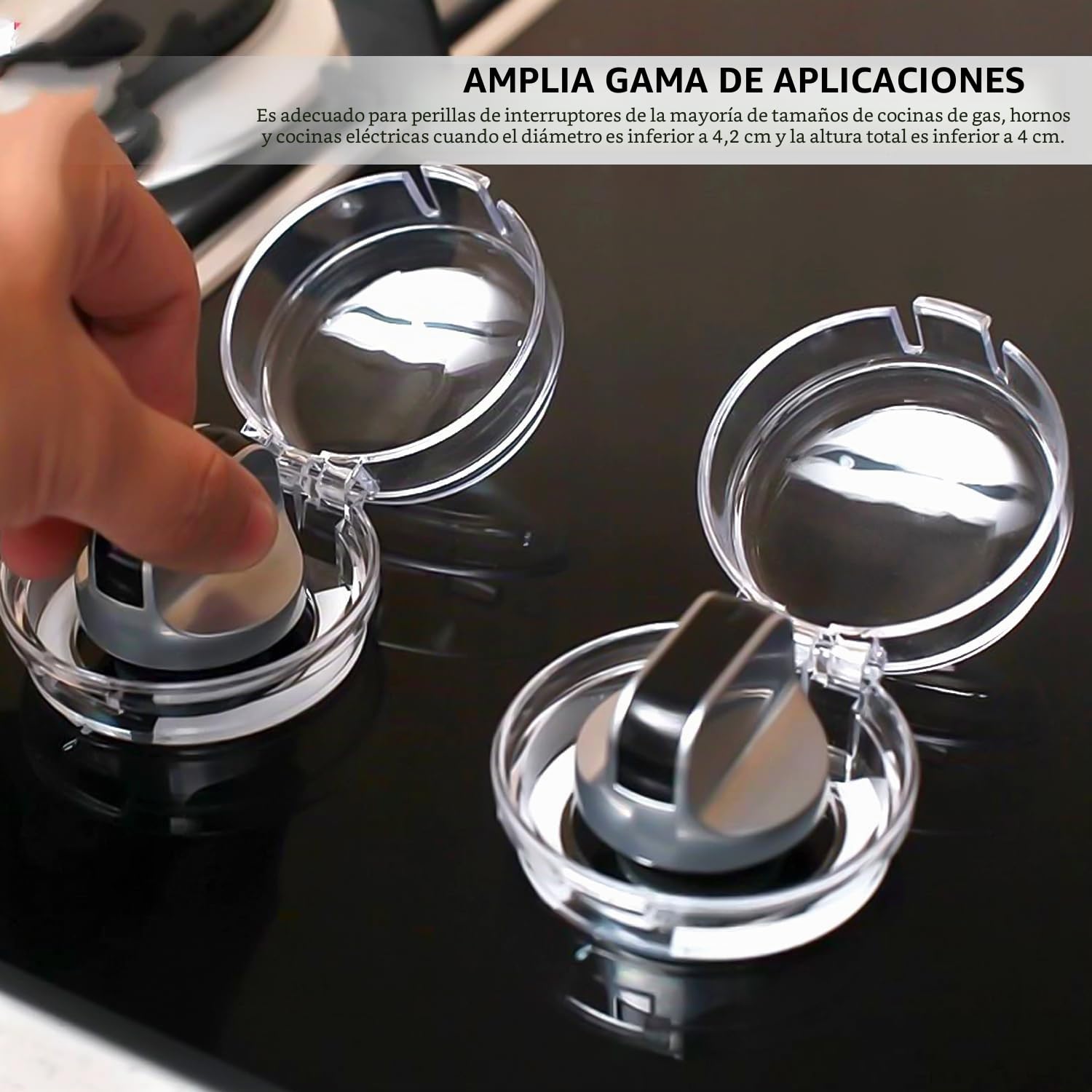 4 piezas de protección para botón de cocina de gas, cubierta protectora para interruptor de cocina, protección para niños, cubierta transparente, botón extraíble, cubierta a prueba de aceite