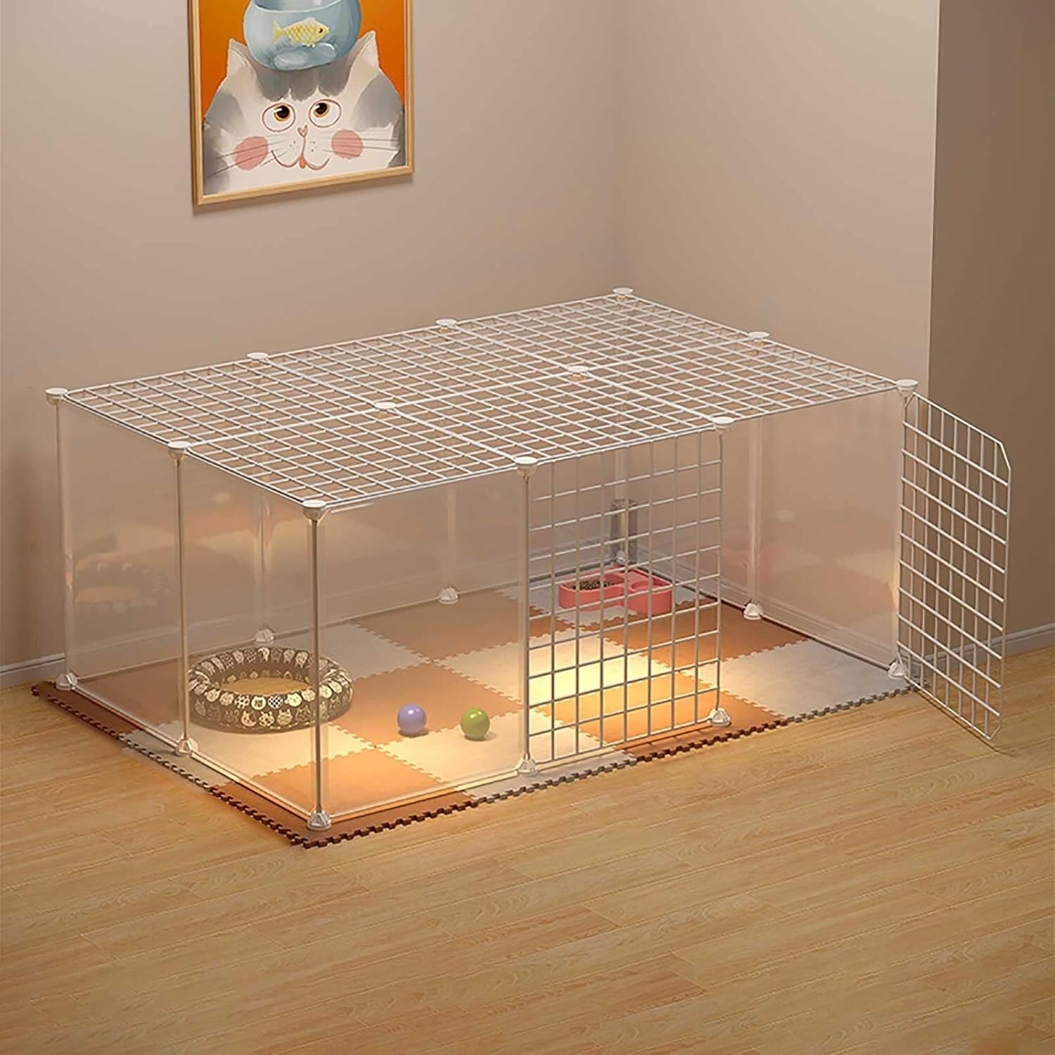 Gabbia for Gatti: Piccola, in Metallo, smontabile e Facile da Pulire(111x75x47cm(B))